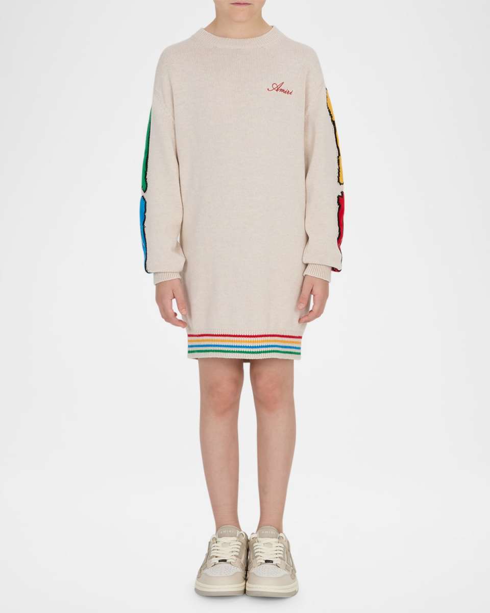 Girl's Bones Logo Intarsia Dress, Size 4-12